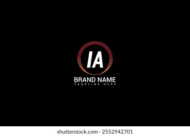 Diseño creativo del logotipo de la letra IA. Diseño único de IA. Diseño del logotipo de la letra del IA sobre fondo negro