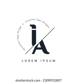 IA Letter Logo Design with a Creative Cut. Creative logo design