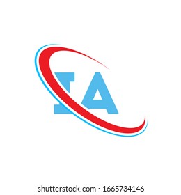 IA, I A Brief Logo Design. Anfangsbuchstabe IA verlinkten Kreis Großbuchstaben Monogramm Logo rot und blau. IA-Logo, I A-Design