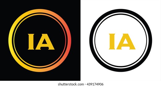 IA letters icon design template elements in abstract background logo, design identity in circle, alphabet letter