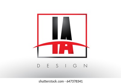 IA I A Logo Letters with Red and Black Colors and Swoosh. Creative Letter Design Vector.