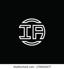 IA logo monogram with negative space circle rounded design template