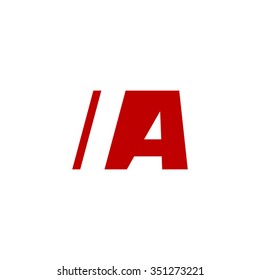 IA negative space letter logo red