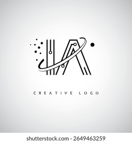 Logotipo do Monograma da Órbita IA - Marca de Letra Mínima Futurista com Linha de Arte Circular, Pontos Inspirados na Tecnologia e Conceito de Movimento Espacial para Identidade de Marca Moderna