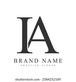 IA trendy logotype template. Initial letter i and a classic font style. Creative logo for company name or identity. Vector illustration.