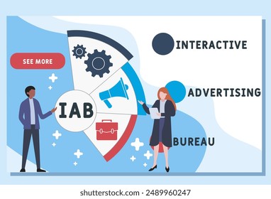 IAB - interactive advertising bureau acronym, concept background. vector illustration concept with keywords and icons. lettering illustration with icons for web banner, flyer