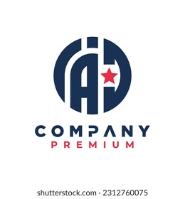 iac letra estrella iniciales logo diseño premium empresa vectorial