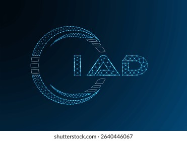 IAD low poly letter logo vector design. IAD lower poly logo design. Low poly logo.