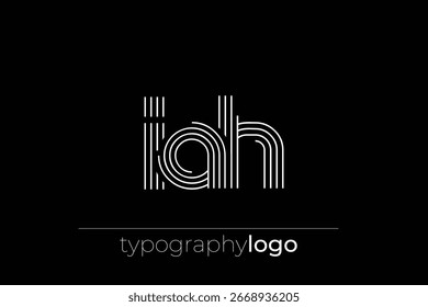 Logotipo de tipografía geométrica moderna de IAH. Composición moderna y elegante con una ilustración de logotipo de tipografía monocromática diseñada con líneas intrincadas.