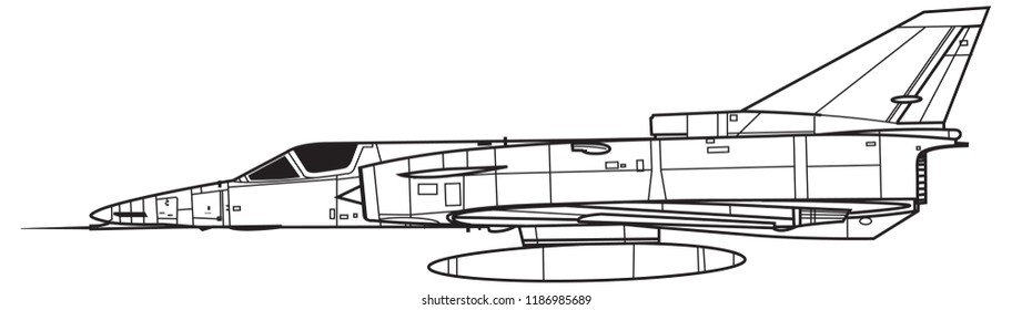 IAI KFIR. Outline Vector Drawing