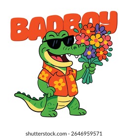 Eu sou um crocodilo Badboyy traz-lhe uma roupa de flor e design adesivo