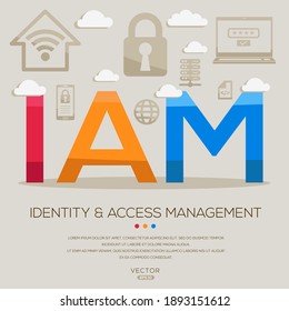 IAM mean (Identity and Access Management) IT Security acronyms ,letters and icons ,Vector illustration.