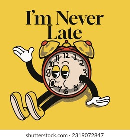I'am Never Late With Clock Groovy Character Design