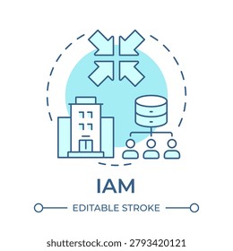 IAM soft blue concept icon. Centralized access management. Secure data architecture. Round shape line illustration. Abstract idea. Graphic design. Easy to use in booklet, infographic