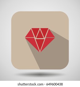 iamond flat icon with long shadow, vector illustration
