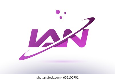 ian i a n  alphabet letter logo combination purple pink creative text dots company vector icon design template