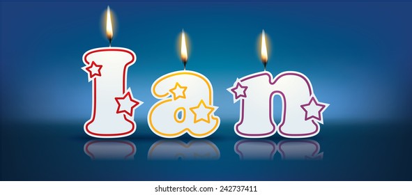 IAN written with burning candles - vector illustration
