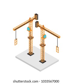 Iaometric construction yellow crane