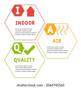 IAQ - Indoor Air Quality Acronym. Business Concept Background.  Vector Illustration Concept With Keywords And Icons. Lettering Illustration With Icons For Web Banner, Flyer, Landing Page