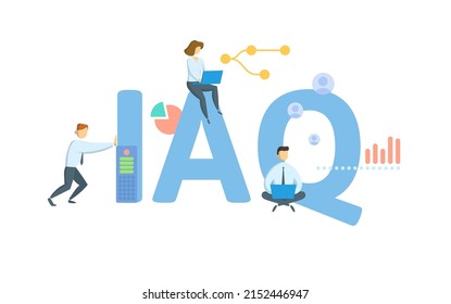 IAQ, Indoor Air Quality. Concept With Keyword, People And Icons. Flat Vector Illustration. Isolated On White.