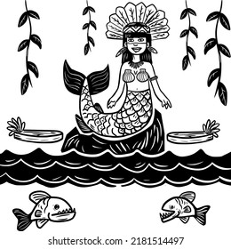 Iara, The Mermaid Of The Amazon Rivers. Brazilian Folklore