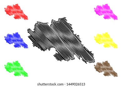 Iasi County (Administrative divisions of Romania, Nord-Est development region) map vector illustration, scribble sketch Iasi map