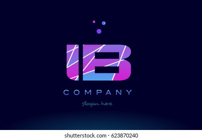 ib i b  creative color blue background pink purple magenta alphabet letter company logo vector icon
