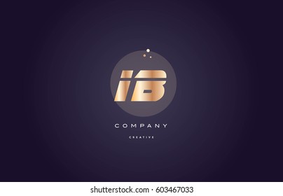 ib i b  gold yellow golden metal metallic bold luxury product modern creative gradient alphabet company logo design vector icon template