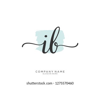 IB I B Initial handwriting logo template