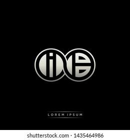 IB I B initial letter linked circle capital monogram logo modern template silver color edition