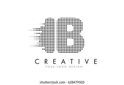 IB I B Letter Logo Design with Black Dots and Bubble Trails.