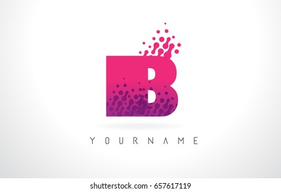 IB I B Letter Logo with Pink Letters and Purple Color Particles Dots Design.