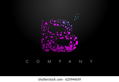 IB I B Letter Logo with Purple Blue Particles and Bubble Dots Design Vector.
