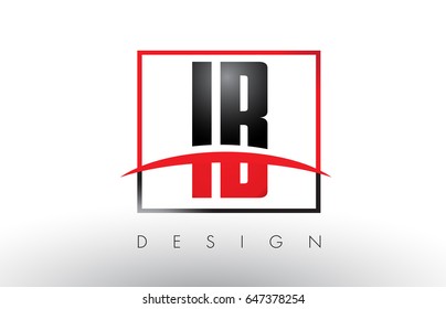 IB I B Logo Letters with Red and Black Colors and Swoosh. Creative Letter Design Vector.