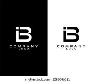 ib, bi modern logo design with white and black color that can be used for business company.