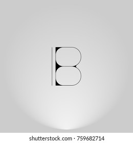 IB Black thin minimalist LOGO Design with Highlight on Gray background.