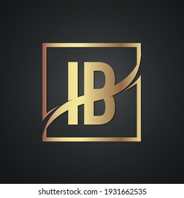 IB creative luxury brand logo with golden