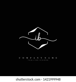 IB initial handwriting logo template vector