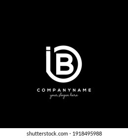 IB Initial letter logo inside circle shape inside rounded black monogram