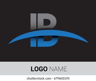 IB initial logo company name colored grey and blue swoosh design.