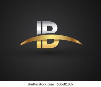 IB initial logo company name colored gold and silver swoosh design. vector logo for business and company identity.
