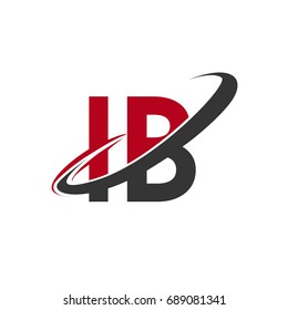 IB initial logo company name colored red and black swoosh design, isolated on white background. vector logo for business and company identity.