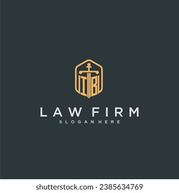 IB initial logo monogram with shield and sword style design for law firm