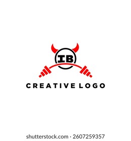 IB initial monogram for fitnes or gym logo with devil style design