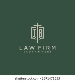 IB initial monogram for law firm with sword and shield logo image