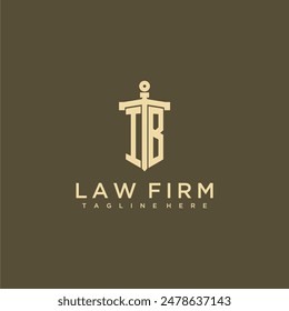 IB initial monogram for lawfirm logo with sword style image