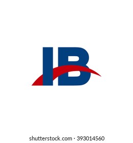 IB initial overlapping swoosh letter logo blue red