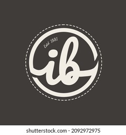 ib initials vintage logo design for shop, market, restaurant or graphic design