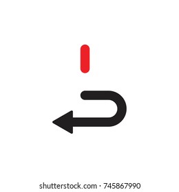 ib letter with back arrow logo design vector
