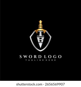 Monograma de lujo de la letra del IB para la Imagen del estilo del escudo y de la espada